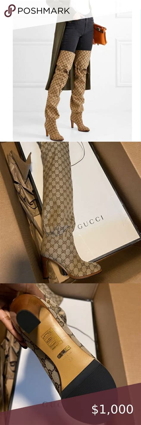 gucci black and white monogram|gucci monogram thigh high boots.